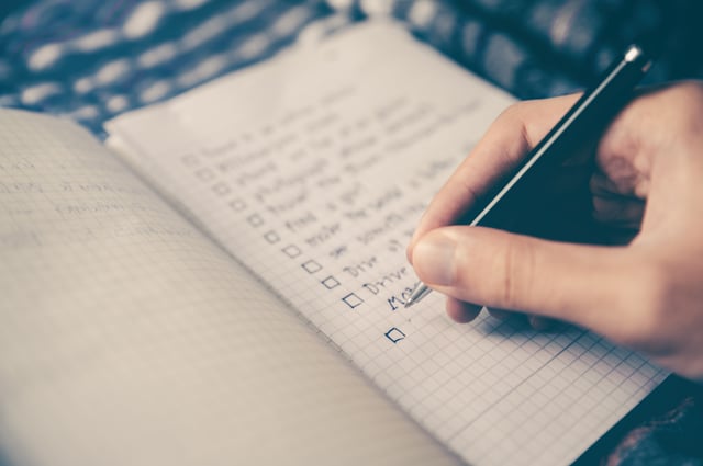 A photo of a checklist to manage daily activities.